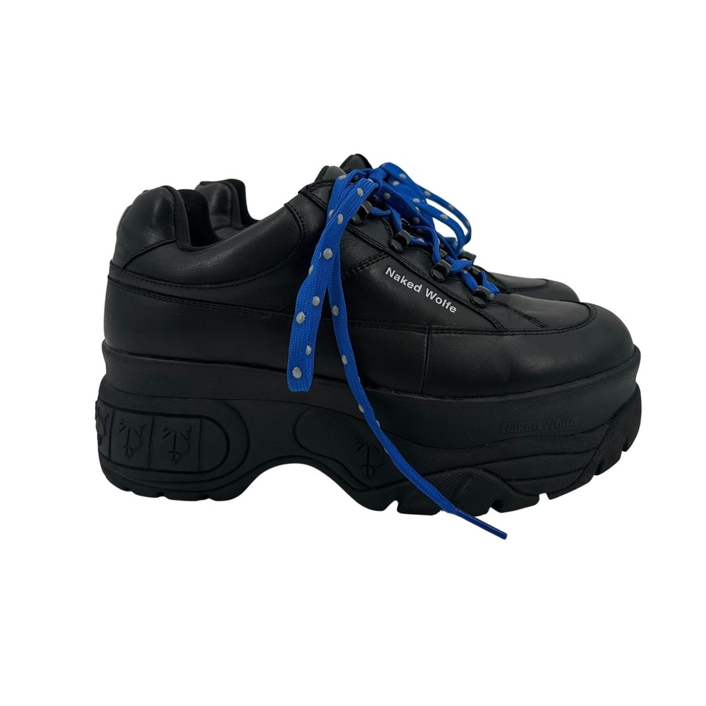 Naked Wolfe Sporty Black Leather Platform Sneakers Women's EU 40 / US 10